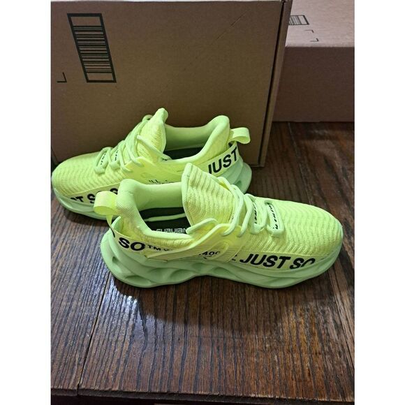 New W Size 6 M Size 4.5 Furuian Safety Green Yellow Steel Toe Shoes PPE Safety - Picture 8 of 12